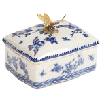 Фарфоровая шкатулка с бронзовой стрекозой Blue and White варинант исполнения - 1 | Loft Concept во Владивостоке