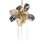 Люстра подвесная со стеклянными плафонами из дымчатого и золотистого с шестью вертикальными подвесками Gilded Mirage  варинант исполнения - 7 | Loft Concept во Владивостоке