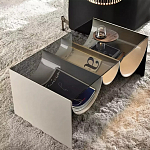 Дизайнерский журнальный стол с полукруглыми полками под столешницей Tiwoberoc варинант исполнения - 2 | Loft Concept во Владивостоке