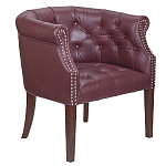 Кресло низкое из натуральной кожи на 4-х деревянных ножках из массива бука Chloe Leather Armchair vine варинант исполнения - 1 | Loft Concept во Владивостоке