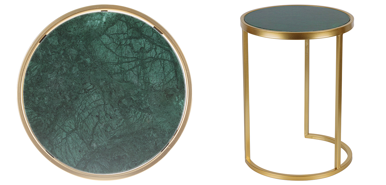 Приставной стол Round Table Marble gold зеленый мрамор Приставной стол Round Table Marble gold зеленый мрамор - Loft-Concept во Владивостоке