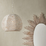 Подвесной светильник в форме купола с декором из круглых деревянных бусин White Wooden Beads Chandelier варинант исполнения - 4 | Loft Concept во Владивостоке