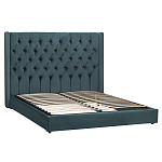 Кровать двуспальная зеленая с основанием из массива дерева с мягким изголовьем Velour Beds варинант исполнения - 1 | Loft Concept во Владивостоке