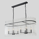 Люстра подвесная овальная со стеклянными прозрачными трубками и металлическим каркасом черного цвета Nembus варинант исполнения - 4 | Loft Concept во Владивостоке