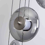 Люстра каскадная с 5-ю круглыми стеклянными плафонами дымчатого цвета и черными деталями Orbit Serenade варинант исполнения - 2 | Loft Concept во Владивостоке