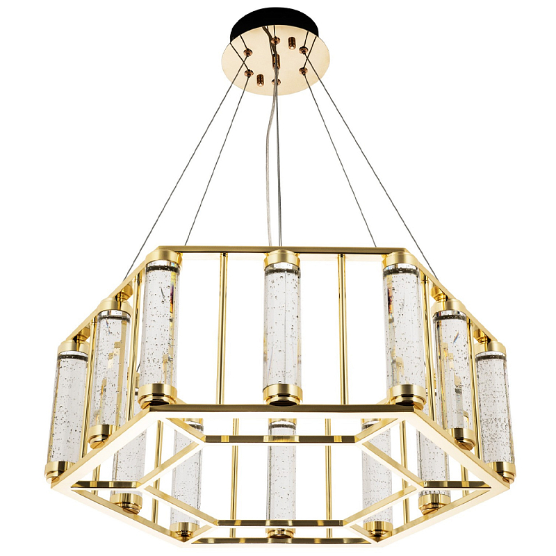 Люстра в форме шестиугольника с хрустальным декором Agace Crystal Chandelier Золотой Прозрачный во Владивостоке | Loft Concept 