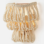 Настенный светильник с подвесками из деревянных бусин молочного цвета Wooden Beads Wall Lamp варинант исполнения - 3 | Loft Concept во Владивостоке