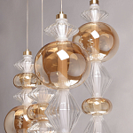 Люстра с плафонами из прозрачного и янтарного стекла в виде шаров и ромбов Gabriel Scott Luna варинант исполнения - 7 | Loft Concept во Владивостоке