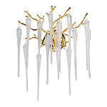 Бра золотого цвета с разветвленными ветвями и длинными прозрачными подвесками в форме стеклянных сосулек Droplet Chandelier варинант исполнения - 1 | Loft Concept во Владивостоке