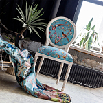 Стул из массива бука бирюзовый с изображением птиц и цветов Turquoise Beige Chinoiserie Birds Garden Chair варинант исполнения - 7 | Loft Concept во Владивостоке