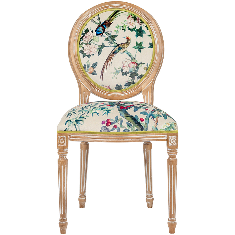 Стул из массива бука бежевый с изображением птиц и цветов Beige Green Chinoiserie Rose Garden Chair Мульти Бежевый Салатовый Стул из массива бука бежевый с изображением птиц и цветов Beige Green Chinoiserie Rose Garden Chair Мульти Бежевый Салатовый во Владивостоке | Loft Concept