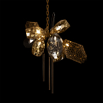 Люстра подвесная со стеклянными плафонами из дымчатого и золотистого с тремя вертикальными подвесками Gilded Mirage  варинант исполнения - 4 | Loft Concept во Владивостоке