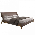 Кровать двуспальная с изголовьем из экокожи шоколадно-коричневого цвета Modern Look варинант исполнения - 1 | Loft Concept во Владивостоке