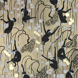 Обои ручная роспись Deco Monkeys Special Colourway on Brushed Gold gilded paper