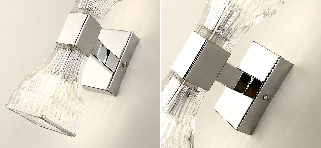 Бра с двумя плафонами из рельефного стекла GLASS HORN Chrome Бра с двумя плафонами из рельефного стекла GLASS HORN Chrome - Loft-Concept во Владивостоке