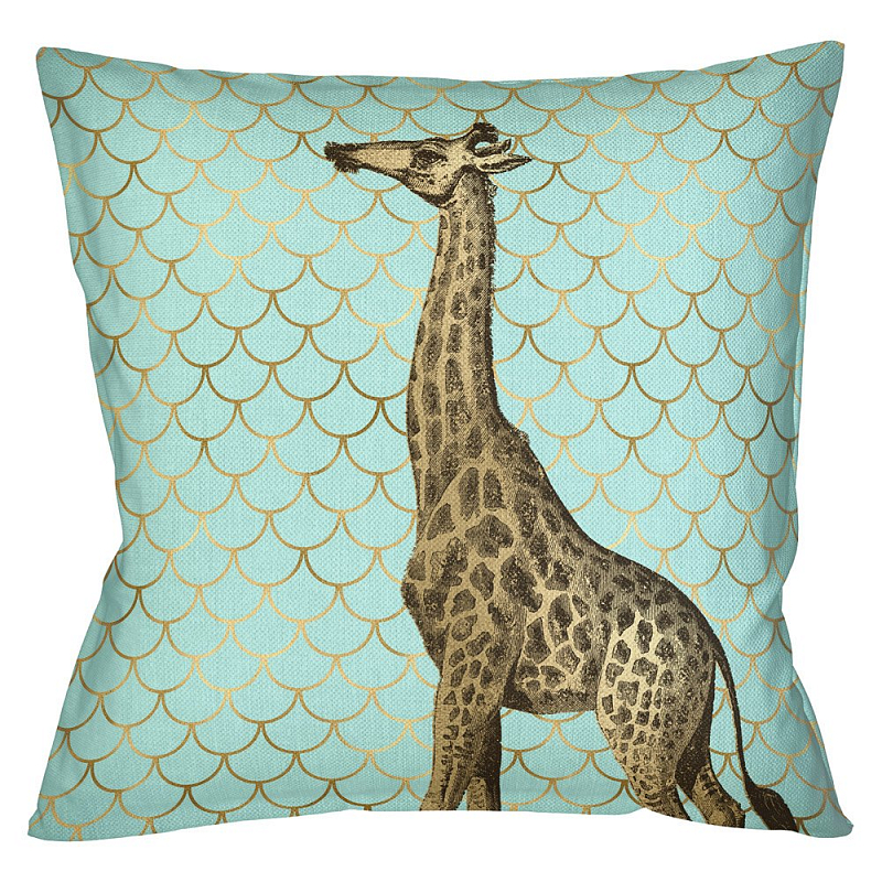 Подушка Safari light blue giraffe Бирюзовый Глянцевое золото Подушка Safari light blue giraffe Бирюзовый Глянцевое золото во Владивостоке | Loft Concept