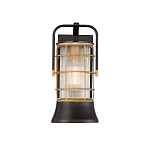 Настенный фонарь цилиндрической формы с рифленым стеклом в золотом каркасе на черном прямоугольном основании Eurofase варинант исполнения - 12 | Loft Concept во Владивостоке