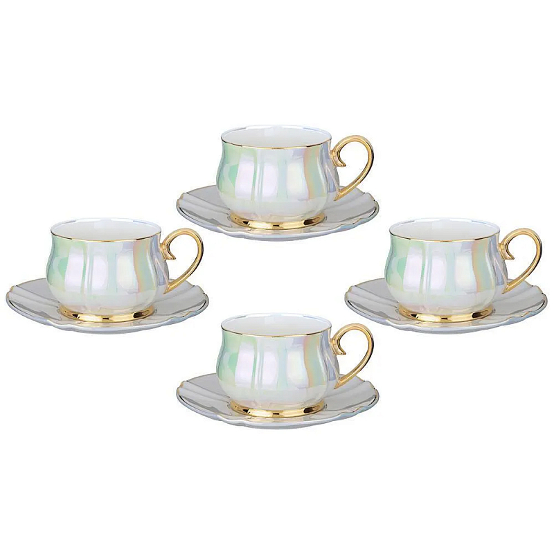 Чайный набор из фарфора на 4 персоны 8 предметов Porcelain Pearl Жемчужный Чайный набор из фарфора на 4 персоны 8 предметов Porcelain Pearl Жемчужный во Владивостоке | Loft Concept