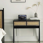 Дизайнерский письменный стол матово-чёрного цвета с 2-мя плетеными ящиками Glade Desk варинант исполнения - 2 | Loft Concept во Владивостоке