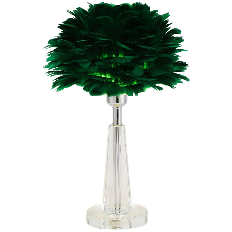 Настольная лампа с перьями Plumage Green Table Lamp Зеленый Прозрачный Хром Настольная лампа с перьями Plumage Green Table Lamp Зеленый Прозрачный Хром во Владивостоке | Loft Concept