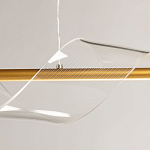 Люстра линейная золотистого цвета с двумя прозрачными волнистыми элементами Wave Line варинант исполнения - 9 | Loft Concept во Владивостоке