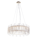 Люстра подвесная круглая с прозрачными хрустальными трубками и золотистым каркасом Диаметр 60 см Hexagon Tube Light варинант исполнения - 1 | Loft Concept во Владивостоке