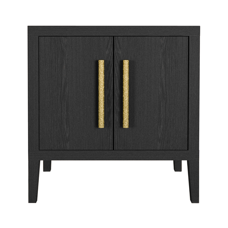 Тумбочка Primo с дверцами шпон Черный дуб Черный Золотой во Владивостоке | Loft Concept 