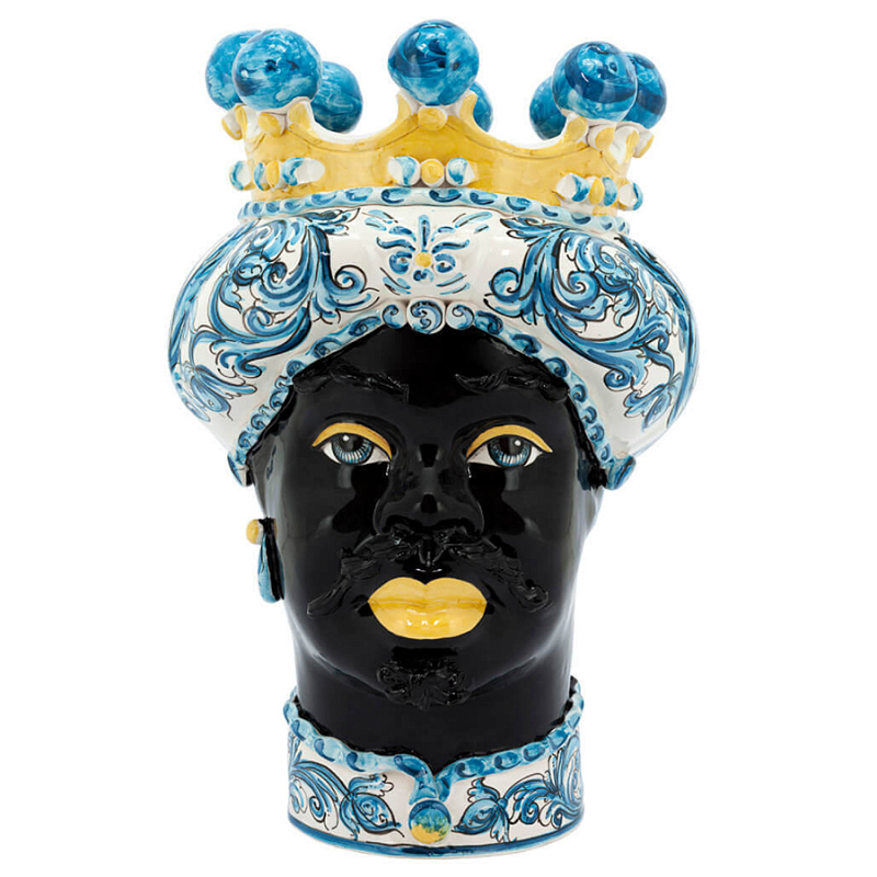 Ваза VASE MORO MAN ORNATE Blue and Yellow Синий Желтый Ваза VASE MORO MAN ORNATE Blue and Yellow Синий Желтый во Владивостоке | Loft Concept