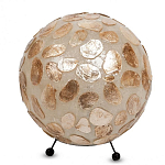 Настольная лампа из перламутра на металлическом каркасе Indonesian Circle варинант исполнения - 3 | Loft Concept во Владивостоке