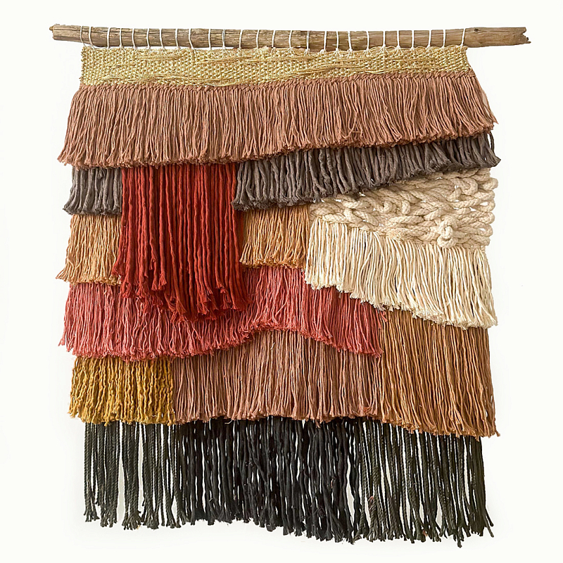 Текстильное Панно с бахромой Бежевый Терракотовый во Владивостоке | Loft Concept 