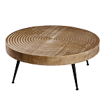 Журнальный столик с круглой фактурной столешницей из натурального дерева Vortex варинант исполнения - 1 | Loft Concept во Владивостоке