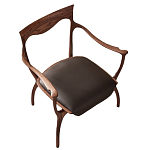 Стул деревянный с мягким сиденьем из коричневой натуральной кожи Moon Walnut Furniture варинант исполнения - 13 | Loft Concept во Владивостоке