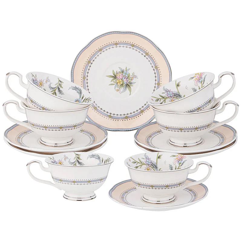 Чайный сервиз из фарфора на 6 персон 12 предметов Tea Flower Set Мульти Чайный сервиз из фарфора на 6 персон 12 предметов Tea Flower Set Мульти во Владивостоке | Loft Concept