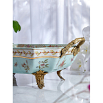 Блюдо прямоугольное из голубого фарфора с ручками и рисунком птиц и цветов Blue Garden варинант исполнения - 4 | Loft Concept во Владивостоке