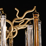 Люстра подвесная золотого цвета с разветвленными ветвями и прозрачными стеклянными подвесками Droplet Chandelier варинант исполнения - 8 | Loft Concept во Владивостоке