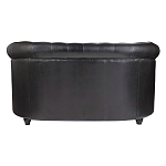 Диван кожаный двухместный на 4-х деревянных ножках из массива березы Logan Leather Seating black варинант исполнения - 3 | Loft Concept во Владивостоке