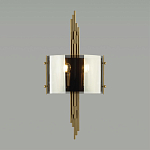 Бра с изогнутым плафоном на бронзовом основании с вертикальным декором из металлических трубок Sohne варинант исполнения - 3 | Loft Concept во Владивостоке