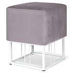 Пуф квадратный фиолетовый велюр на белом металлическом основании Celeste Purple варинант исполнения - 1 | Loft Concept во Владивостоке