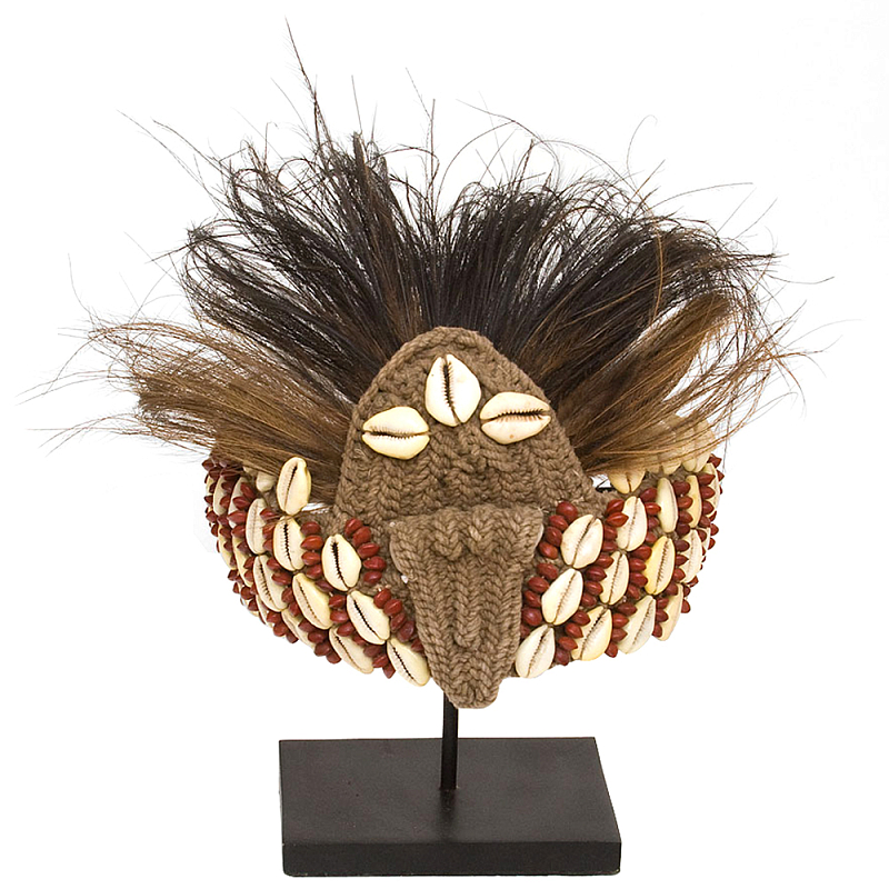 Традиционный индонезийский головной убор на подставке Aboriginal Headdress Коричневый Бежевый Красный Черный Традиционный индонезийский головной убор на подставке Aboriginal Headdress Коричневый Бежевый Красный Черный во Владивостоке | Loft Concept