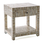 Тумбочка прикроватная Vancouver Bone Inlay Bedside Beige варинант исполнения - 1 | Loft Concept во Владивостоке