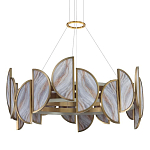 Люстра круглая с полукруглыми плафонами из искусственного алебастра в бронзовой оправе Marbella варинант исполнения - 1 | Loft Concept во Владивостоке