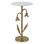 Столик с золотистым основанием в виде цветка и круглой мраморной столешницей Golden Snowdrop варинант исполнения - 1 | Loft Concept во Владивостоке