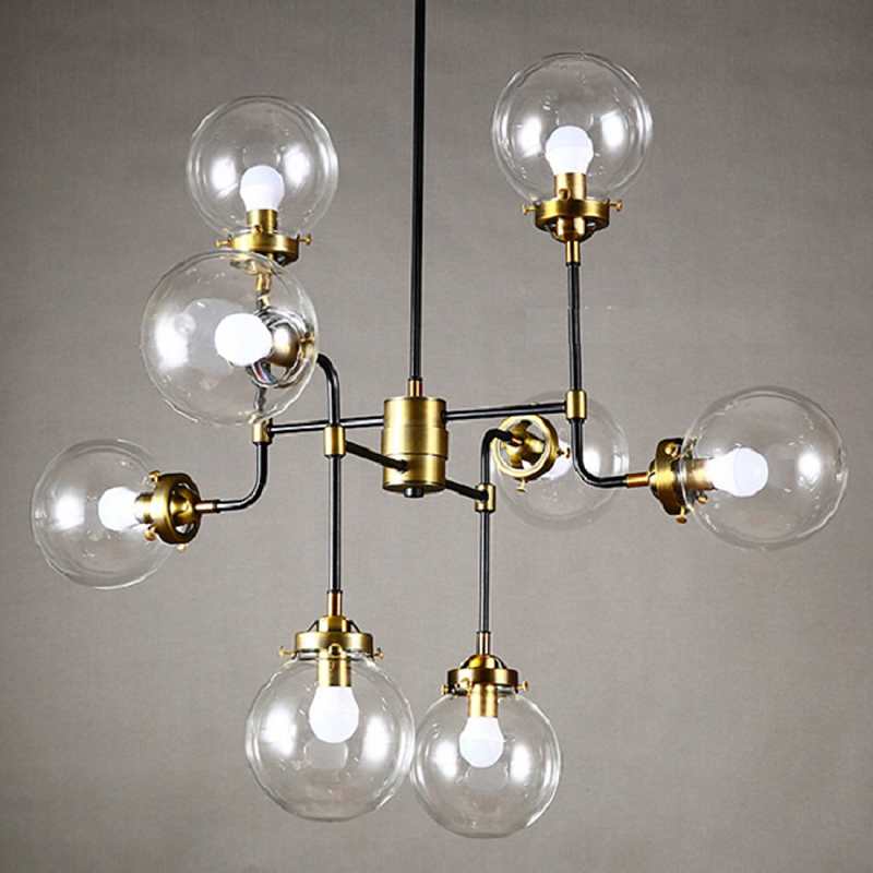 Люстра Бистро Globe Clear Glass Chandelier 8 Черный во Владивостоке | Loft Concept 