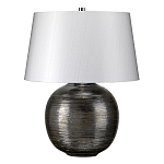 Настольная лампа с круглым фарфоровым основанием ручной работы с покрытием глазурью и белым абажуром из искусственного шелка Elstead Lighting варинант исполнения - 1 | Loft Concept во Владивостоке