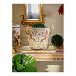 Кашпо с растительным и животным орнаментом на бронзовых ножках Turquoise Blooming Garden варинант исполнения - 5 | Loft Concept во Владивостоке