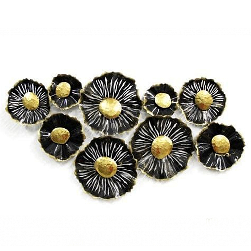 Панно настенное Blank Sheet Black flower Золотой Черный Панно настенное Blank Sheet Black flower Золотой Черный во Владивостоке | Loft Concept