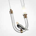 Подвесной светильник с декоративной фигуркой птицы на прозрачной изогнутой трубке Ganthea варинант исполнения - 5 | Loft Concept во Владивостоке