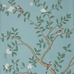 Обои ручная роспись Gustavian Garden Special Colourway on Duck Egg dyed silk варинант исполнения - 1 | Loft Concept во Владивостоке