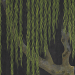 Обои ручная роспись Willow Original colourway on Edo Night painted silk варинант исполнения - 1 | Loft Concept во Владивостоке