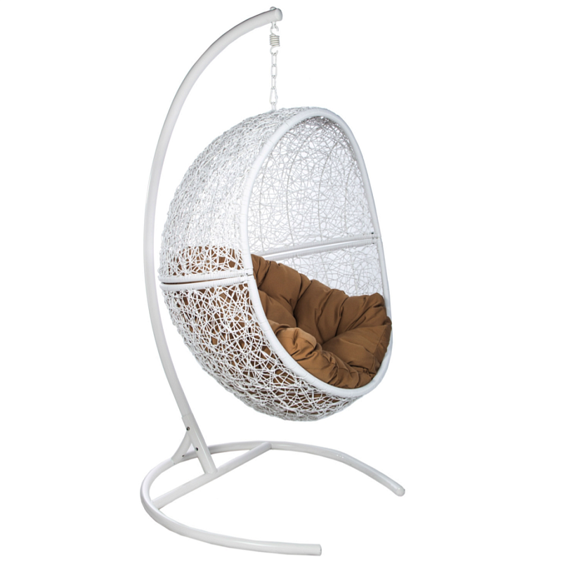 Подвесное уличное кресло Egg Cage white Коричневый Белый Подвесное уличное кресло Egg Cage white Коричневый Белый во Владивостоке | Loft Concept